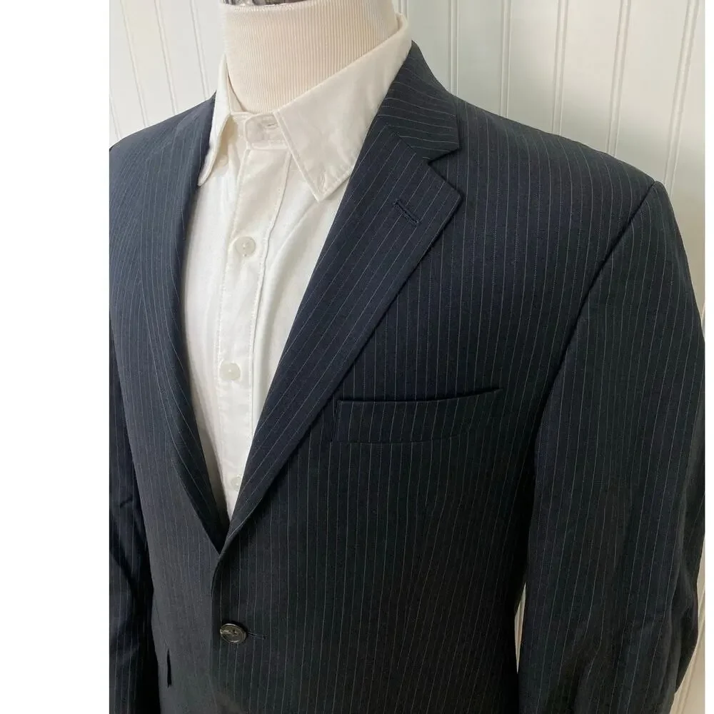VTG Lauren Ralph Lauren pin-stripe wool 2-piece pleated blazer dress pants suit